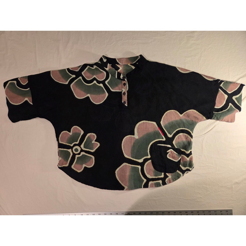 Boho Women's Boxy Pullover Short Sleeve Blouse 100% Cotton Embroidered Hippie - Picture 4 of 12